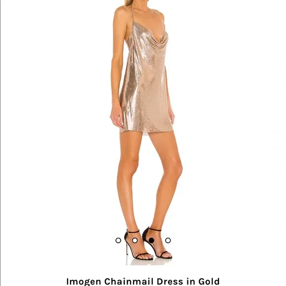 🌿 H:ours 🌿 ladies chainmail glomesh gold dress mini party BNWT - Picture 2 of 7